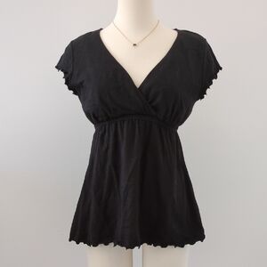 Chic Black Wrap Women's Blouse